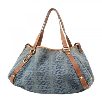 Gucci Abby Tote Bag 130736 Denim Blue Brown Champagne