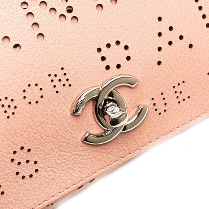Chanel Perforated Coco Mark Chain Shoulder Bag Pink Leather
