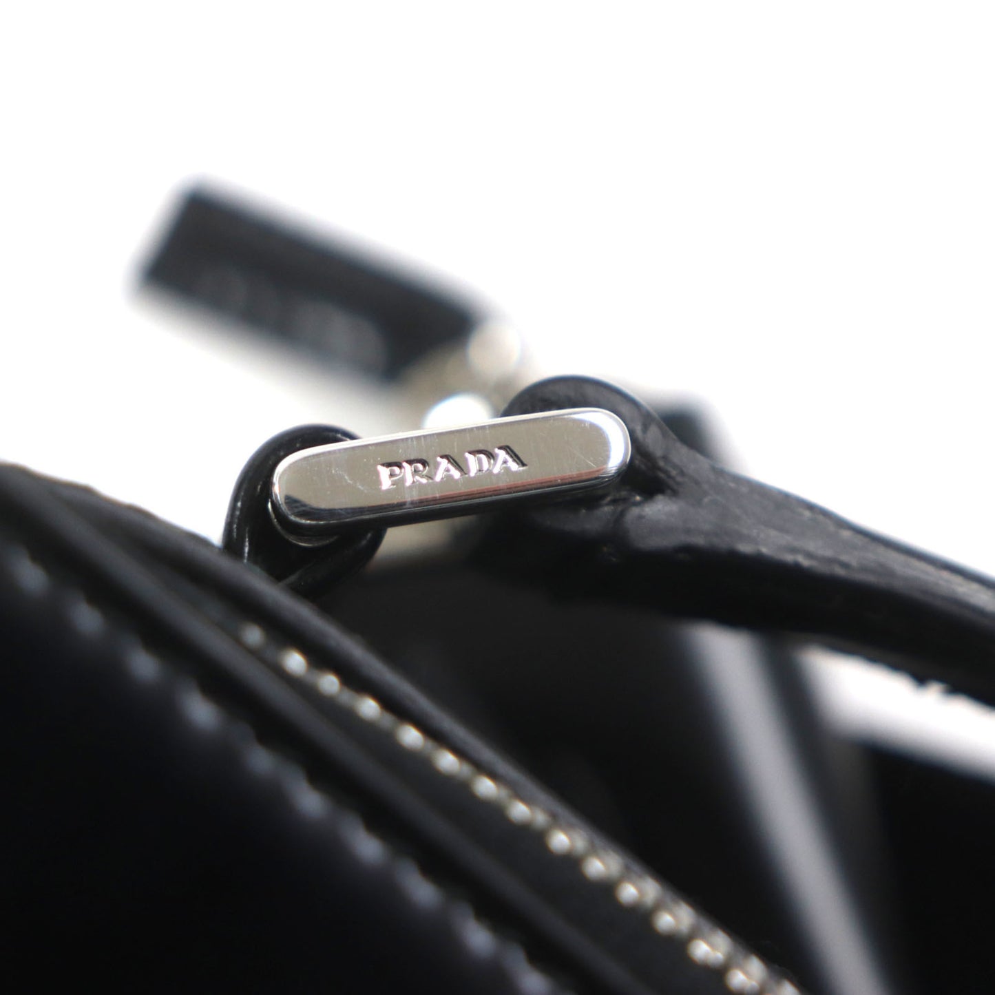 Prada 2Vh069 Brick Triangle Logo 2-Way Brushed Leather Shoulder Bag With Pouch