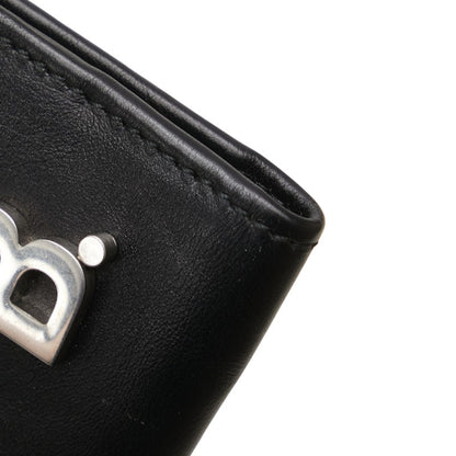 Balenciaga B Logo Trifold Shoulder Wallet 580037 Black Leather