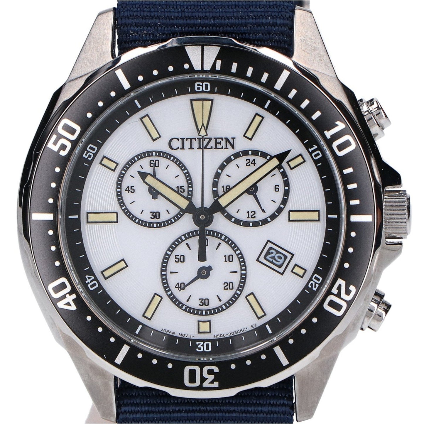 Citizen H500-002C602 Collection White Dial Eco-Drive Chronograph Watch In Black