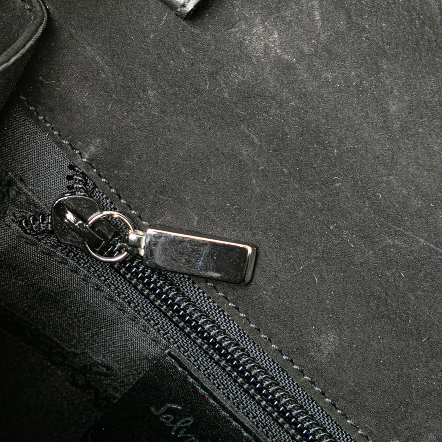 Salvatore Ferragamo 2-Way Handbag/Shoulder Bag In Black Nubuck Leather