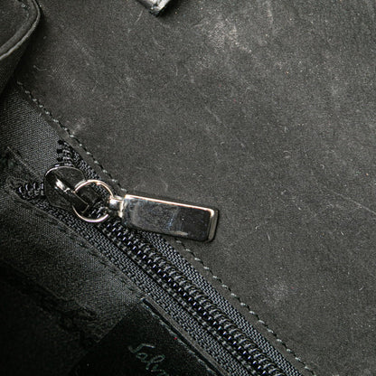 Salvatore Ferragamo 2-Way Handbag/Shoulder Bag In Black Nubuck Leather