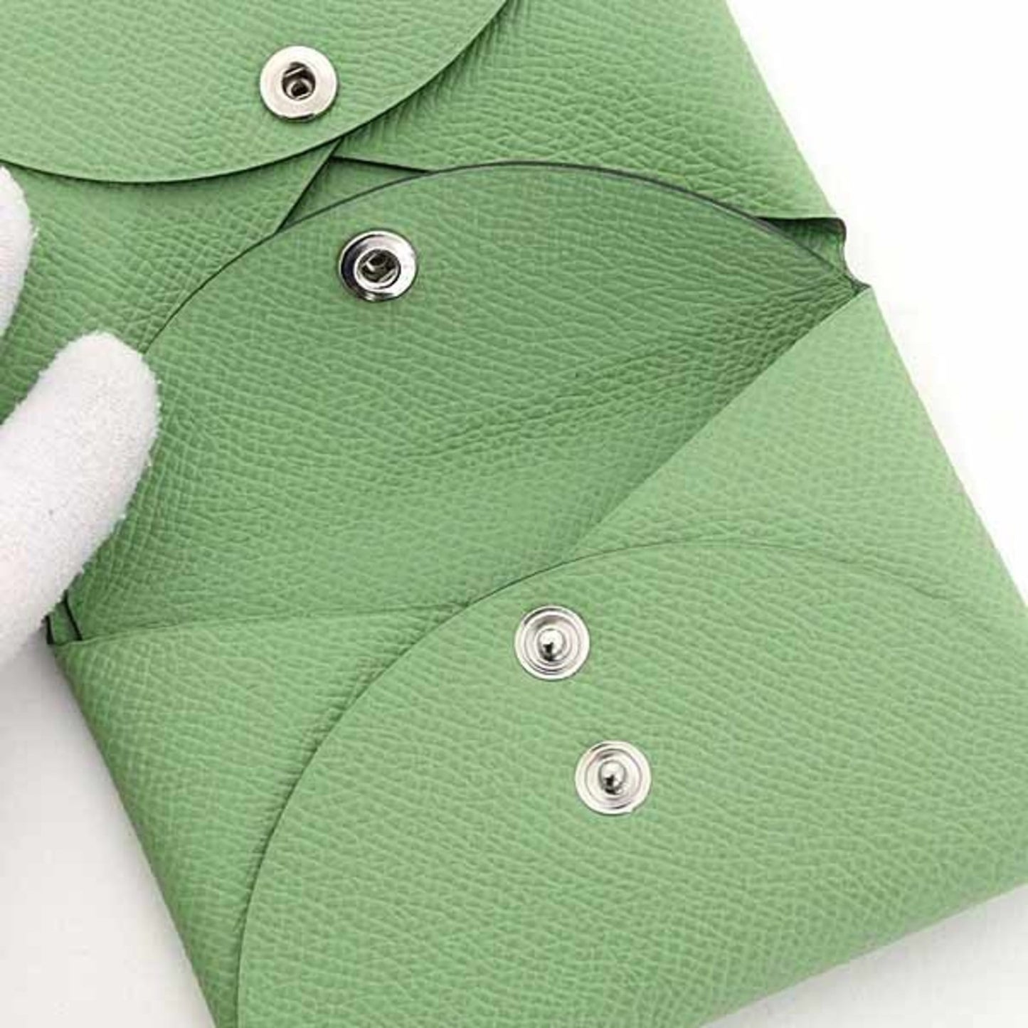 Hermes Herms Calvi Duo Epsom Leather Green B Stamp (Made In 2023) Card Case/Coin Case