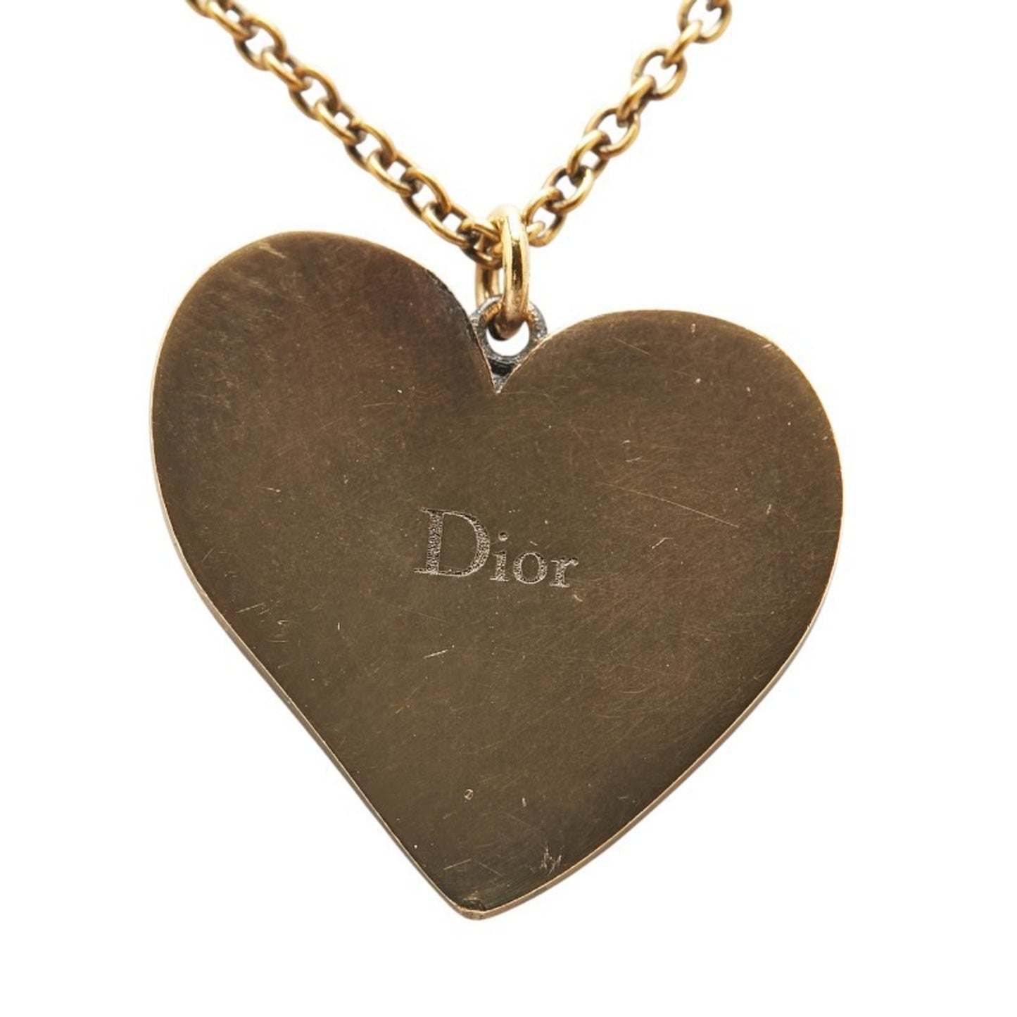 Christian Dior Dior Heart Long Necklace Gold Multicolor Plated