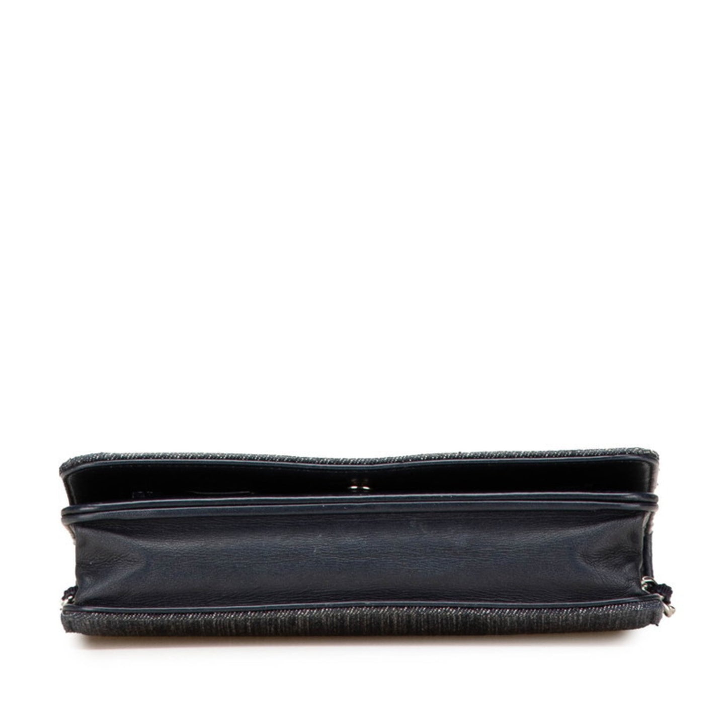 Chanel Deauville Chain Wallet A80795 Navy White Denim Leather