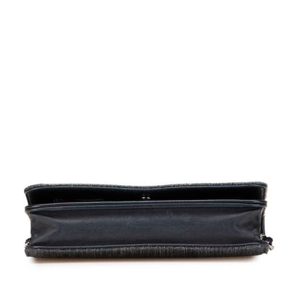 Chanel Deauville Chain Wallet A80795 Navy White Denim Leather