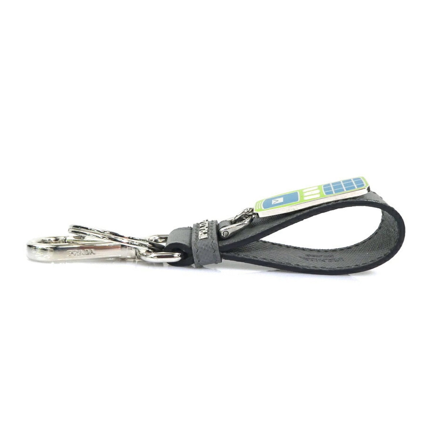 Prada Prada Key Ring Leather Metal Gray