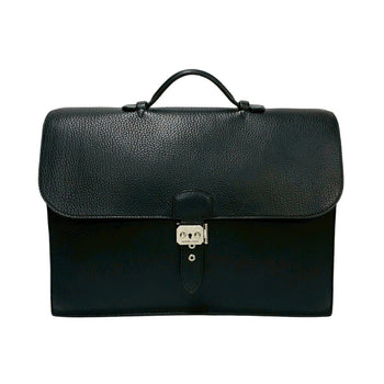 Hermes Sac A Depeche 41 Fjord Leather Business Briefcase In Black