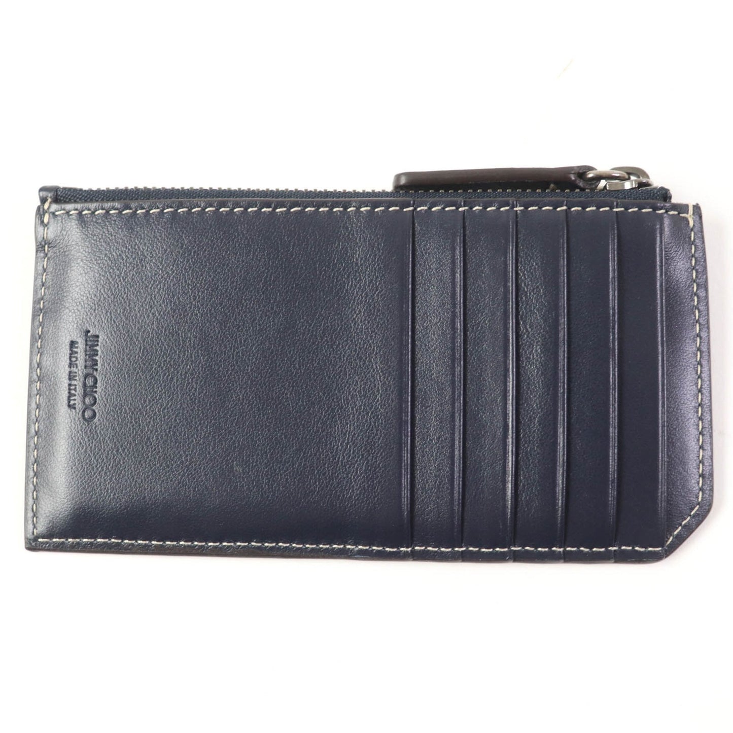 Jimmy Choo Casey Jc Monogram Denim Leather Wallet/Coin Case