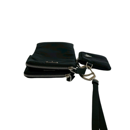 Prada Re-Nylon Triangle Logo Hardware Nylon Pouch Shoulder Bag Smartphone Case Black 20924