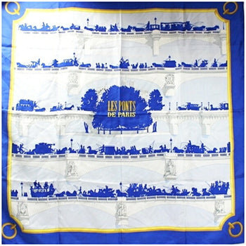 Hermes Silk Scarf Muffler Carre 90 Les Ponts De Paris Bridges Of Paris Hermes
