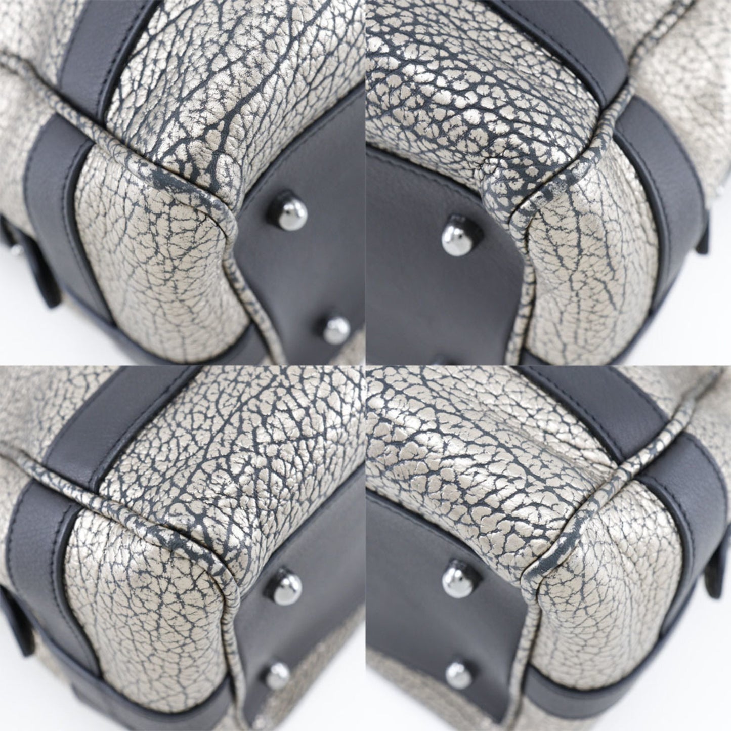 Loewe 2Way Shoulder Handbag Mini Boston Calf Black/Silver