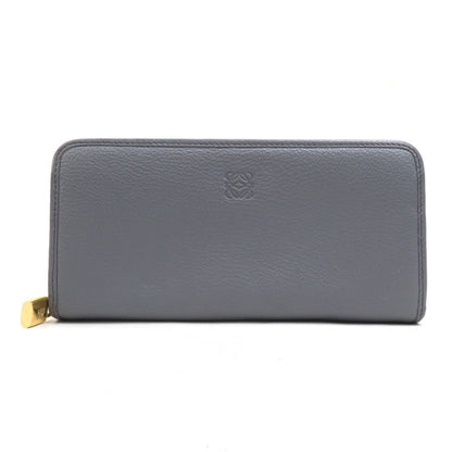 Loewe Round Long Wallet Anagram Leather Gray Gold