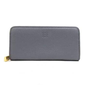 Loewe Round Long Wallet Anagram Leather Gray Gold