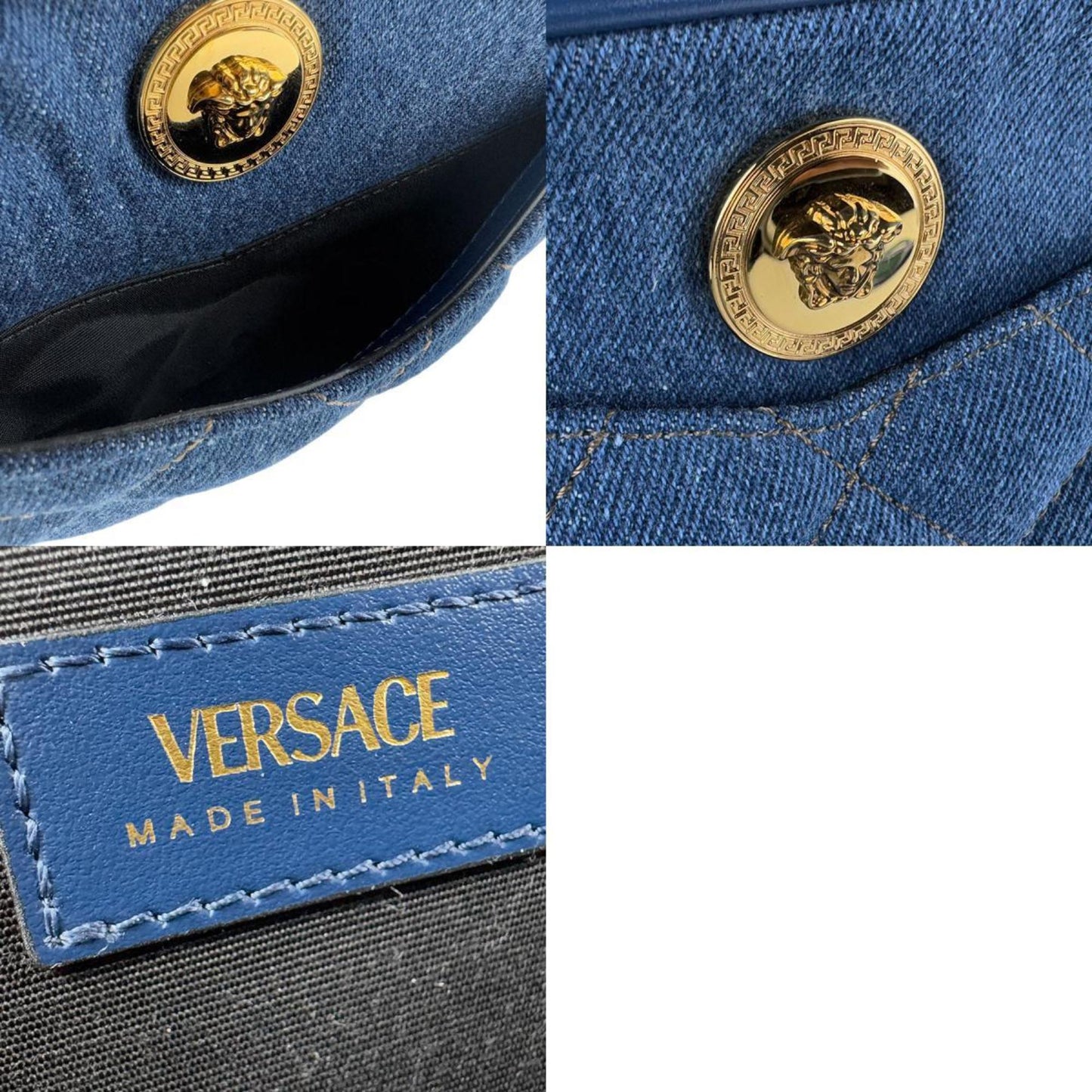 Versace Medusa Denim Blue Shoulder Bag