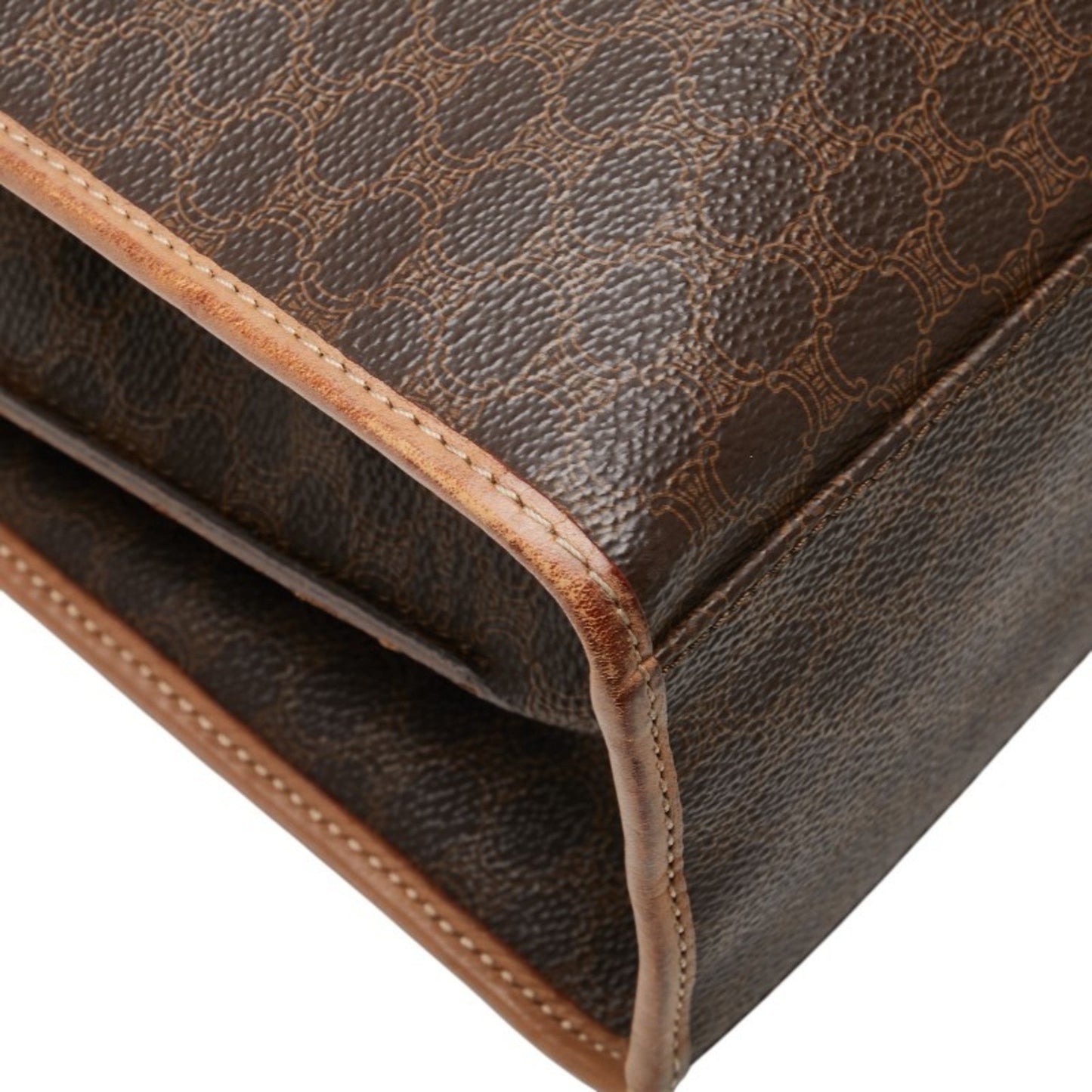 Celine Macadam Handbag In Brown Leather