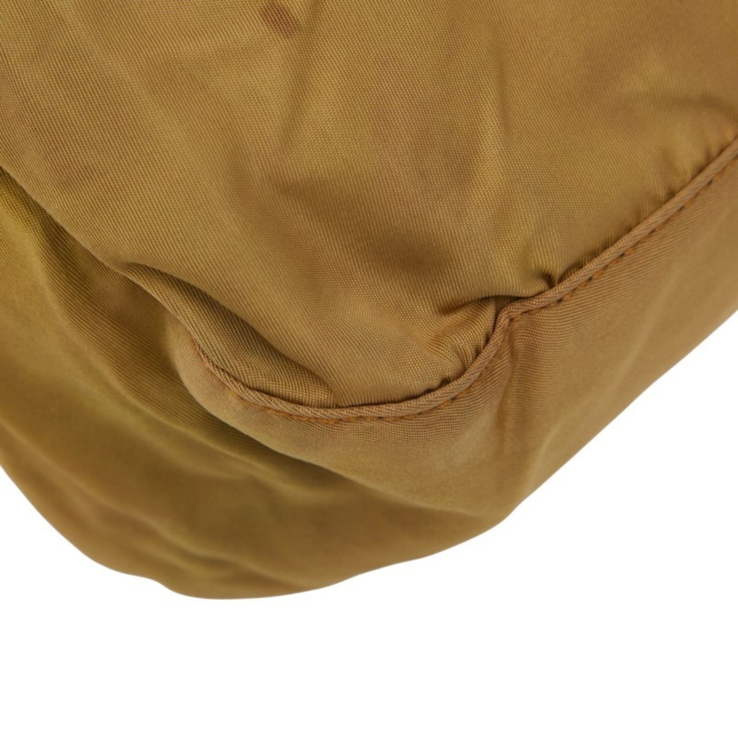 Prada Triangle Logo Plate Handbag Beige Brown Nylon Leather