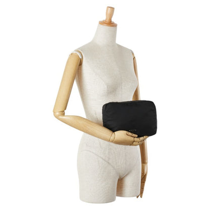 Prada Triangle Logo Plate Pouch Black Nylon