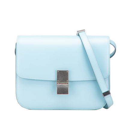 Celine Classic Box Medium Crossbody Shoulder Bag In Light Blue Leather