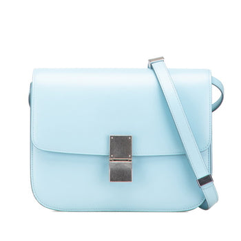 Celine Classic Box Medium Crossbody Shoulder Bag In Light Blue Leather