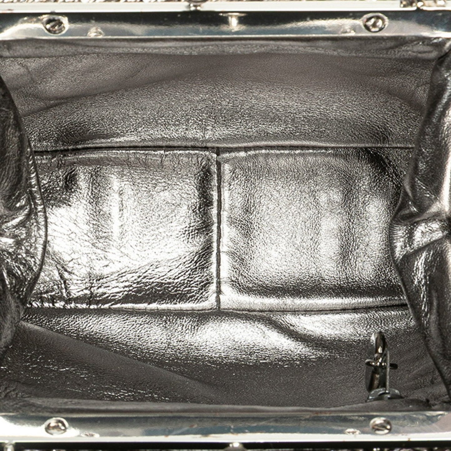 Chanel Matelasse Coco Mark Clasp Chain Shoulder Bag In Silver Lambskin