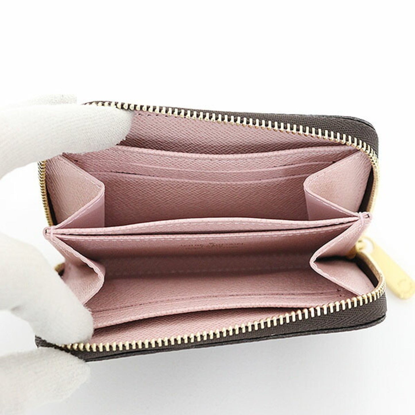 Louis Vuitton Zippy Coin Purse Damier Ebene Rose Ballerine Small Wallet N60213 Lv