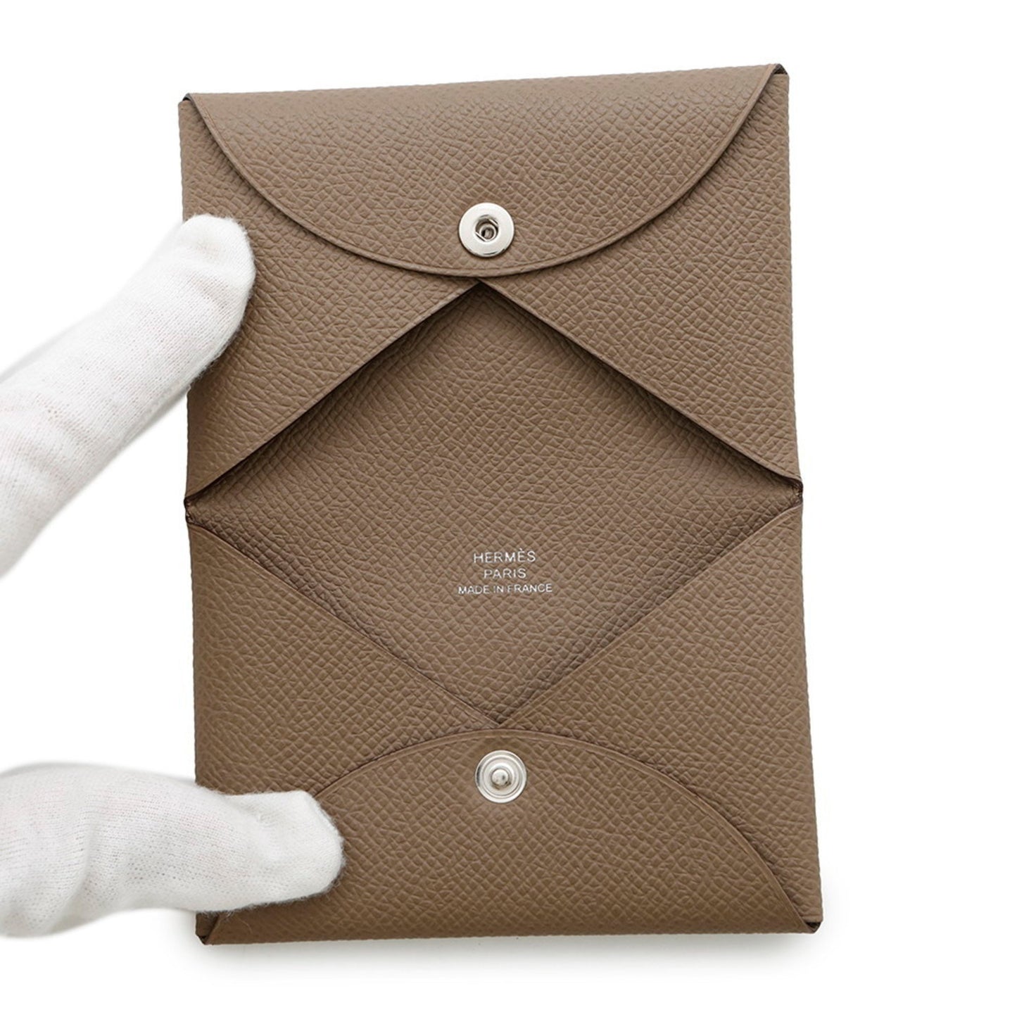 Hermes Herms Calvi Etoupe Card Case With U Stamp