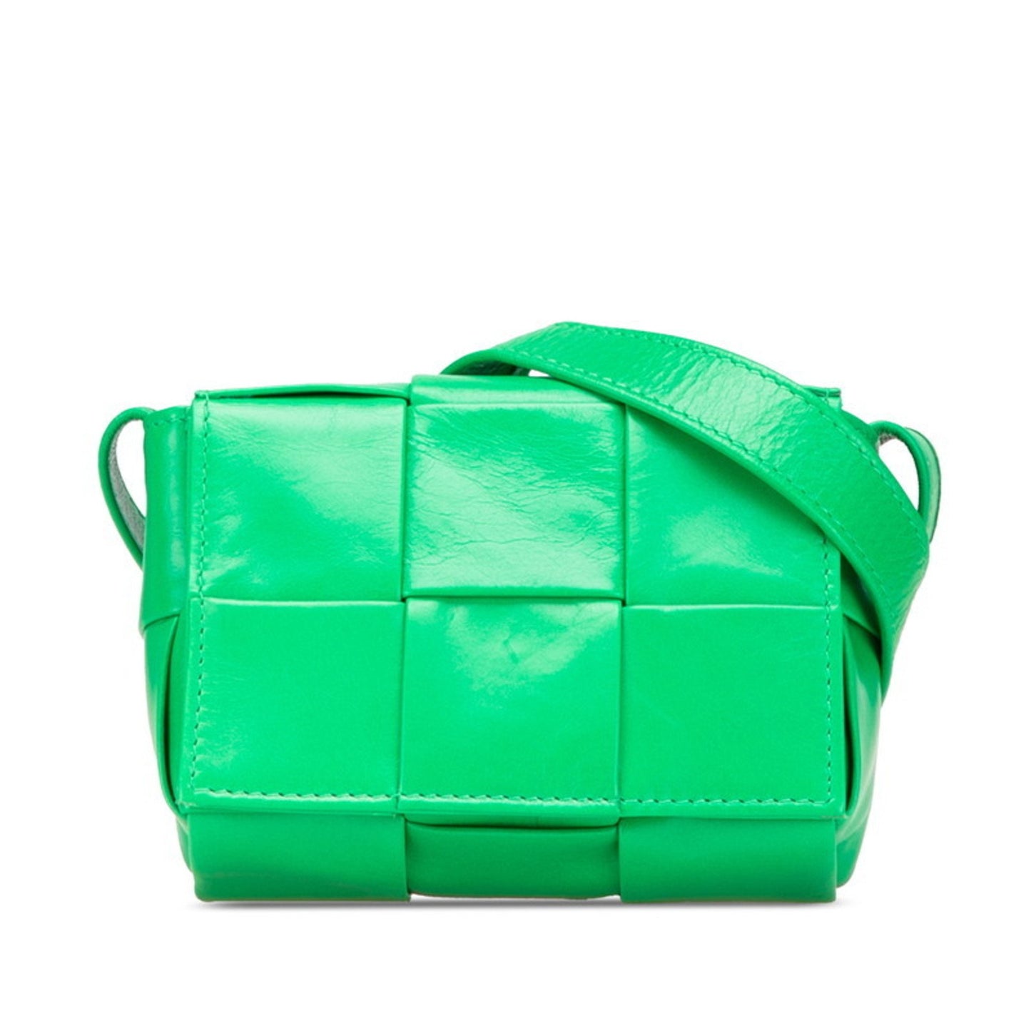 Bottega Veneta Maxi Intrecciato Candy Cassette Crossbody Shoulder Bag 667048 Paraquito Green Leather