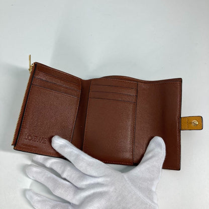 Loewe Compact Wallet Trifold Wallet Yellow Brown