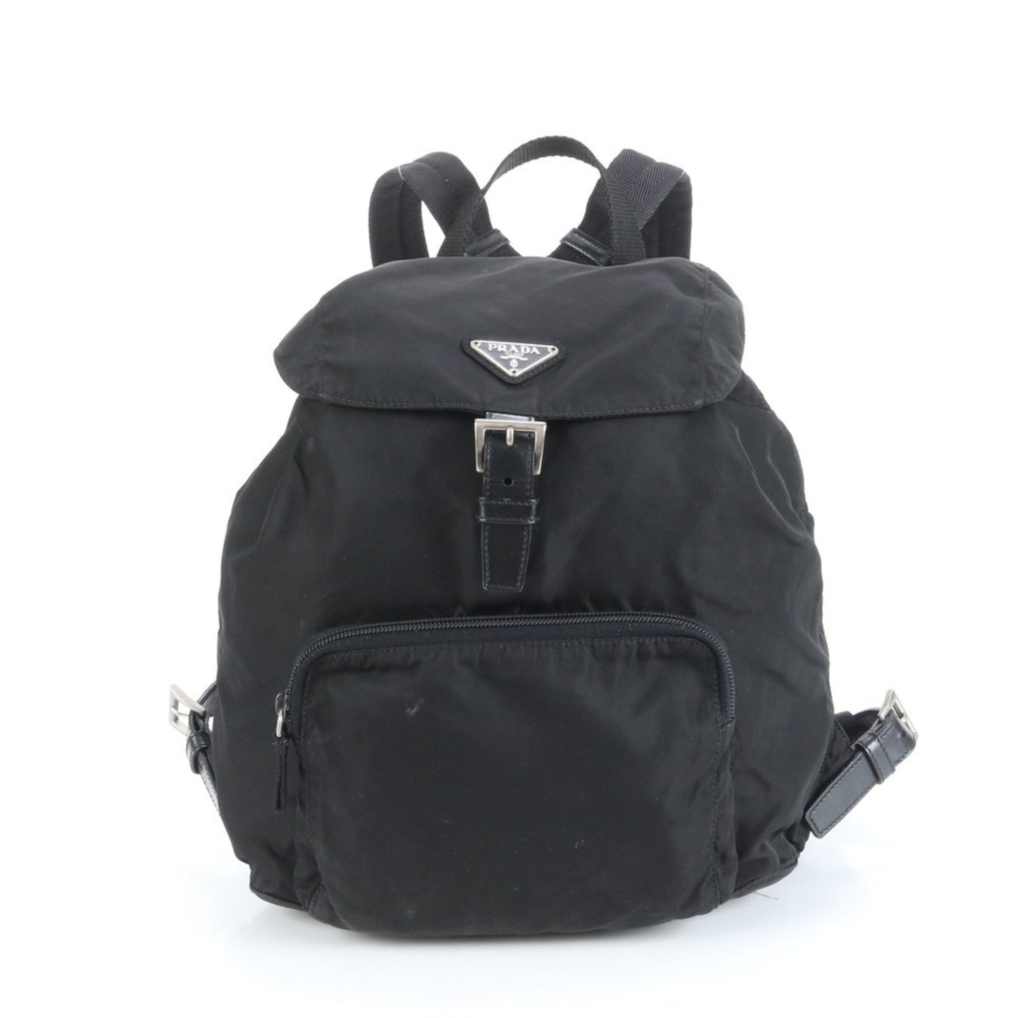 Prada Tessuto Nylon Backpack With Triangle Logo And Leather Plaque