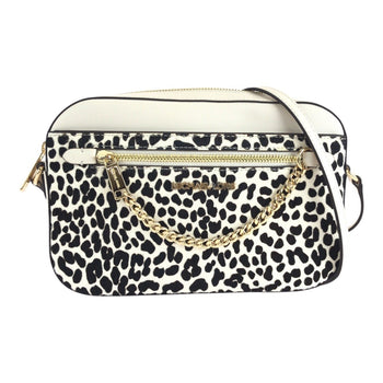 Michael Kors White Gold Hardware Pony Leather Shoulder Bag Pochette