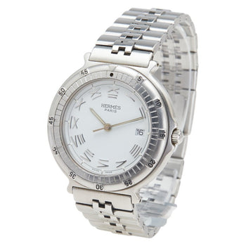 Herms Captain Nemo Quartz Watch With White Dial And Stainless Steel