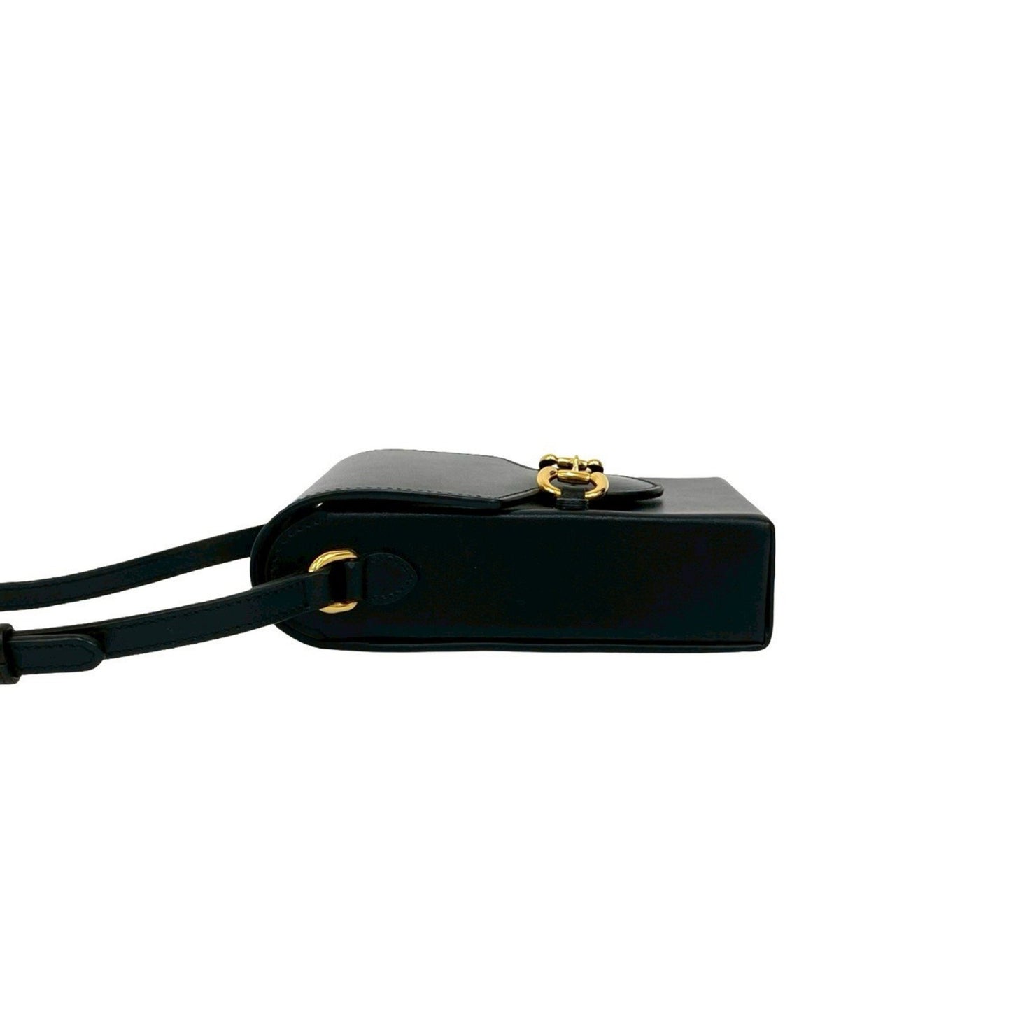 Gucci Horsebit 1955 Calf Leather Mini Shoulder Bag/Pochette/Sacoche In Black 179-7