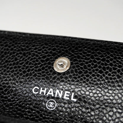 Chanel Camellia Caviar Leather Business Card Case