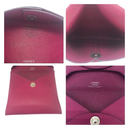 Hermes Bastia Purple Silver Hardware Chevre Wallet/Coin Case
