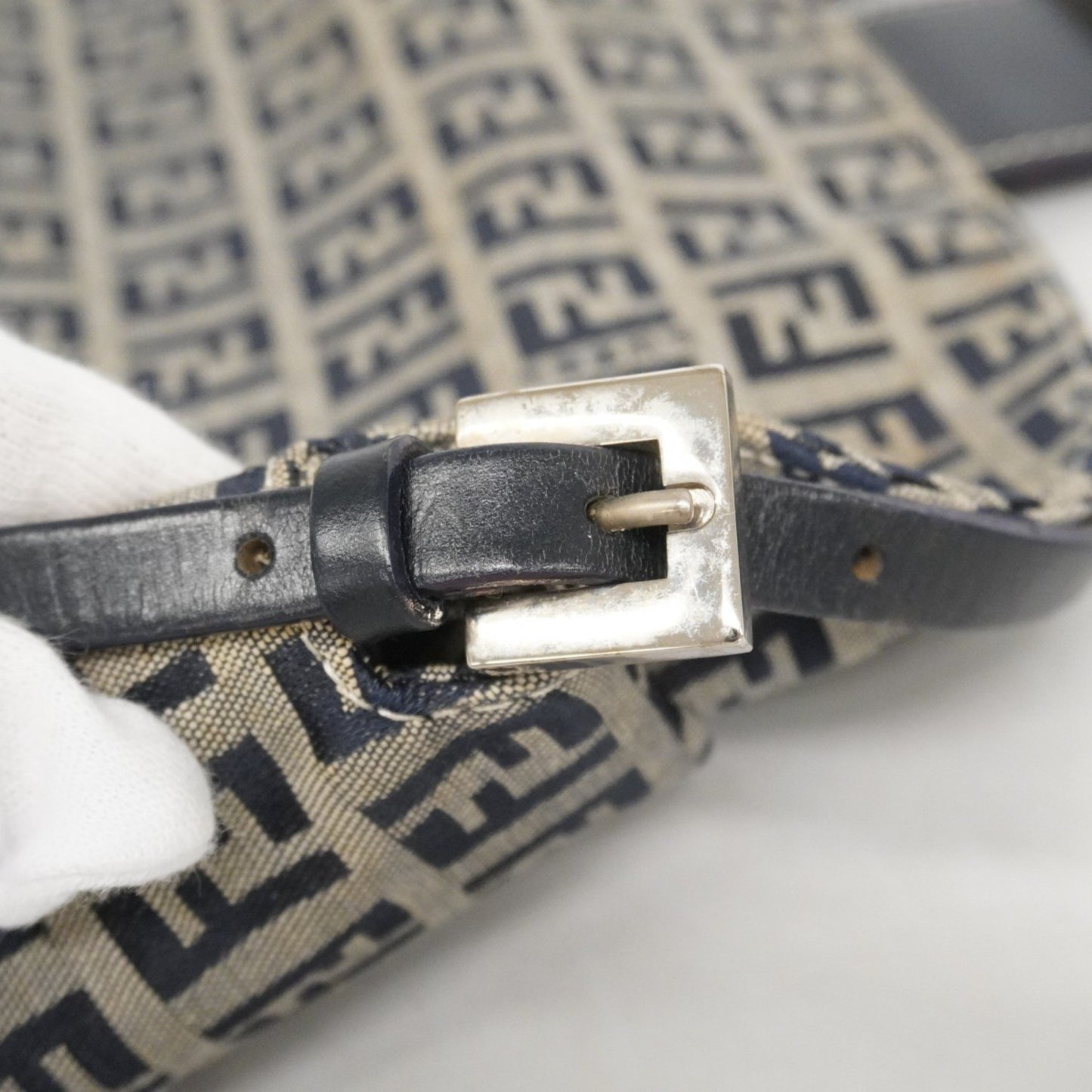 Fendi Zucchino Nylon Canvas Handbag Navy