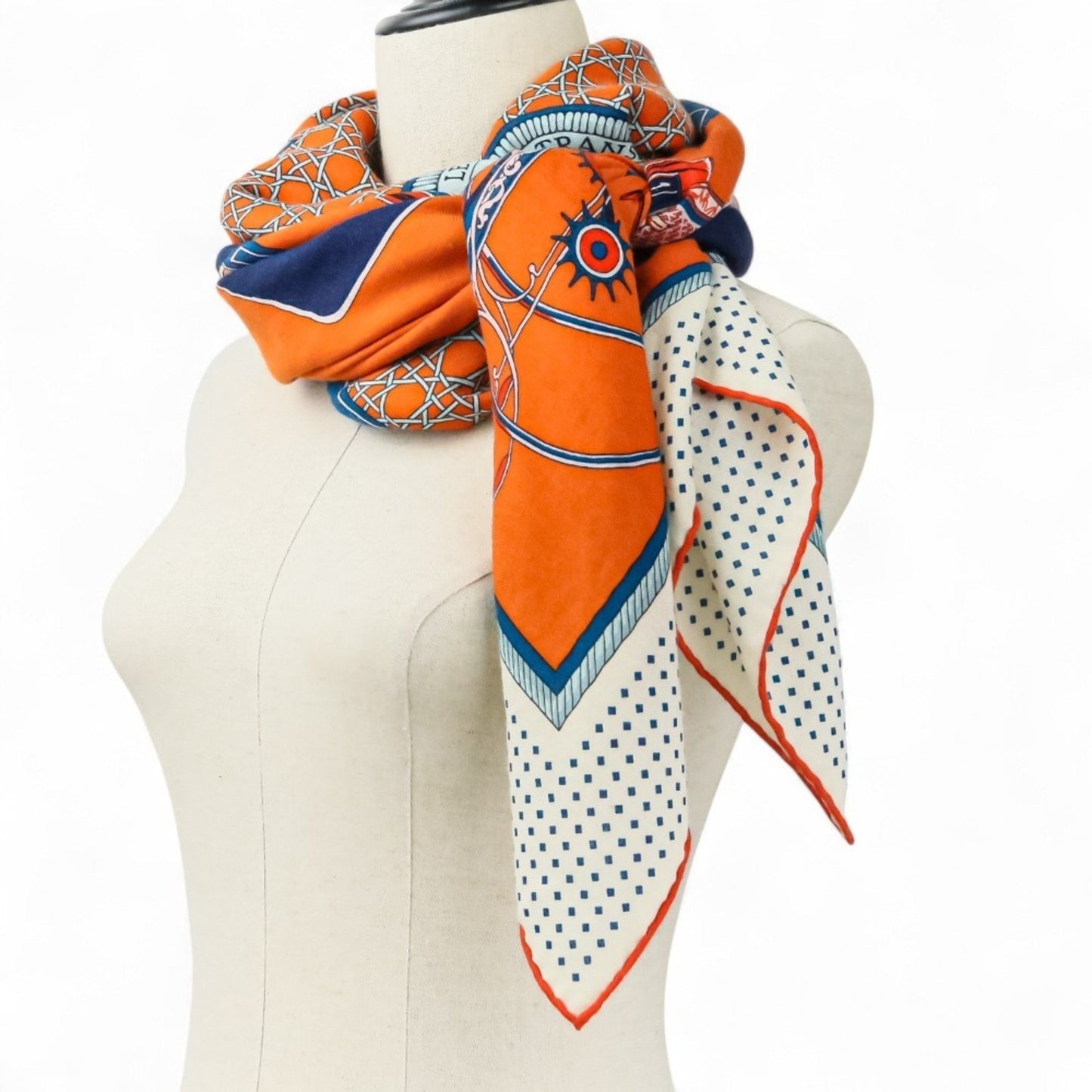 Hermes Carr 140 "Les Voitures A Transformation" Folding Canopy Carriage Scarf/Muffler