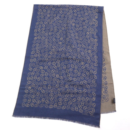 Hermes Men'S Cashmere And Silk Chaine D'Ancre All-Over Print Two-Tone Stole/Scarf In Blue Light