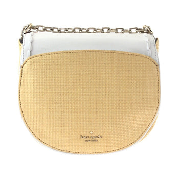 Kate Spade White Leather Raffia Shoulder Bag Pochette