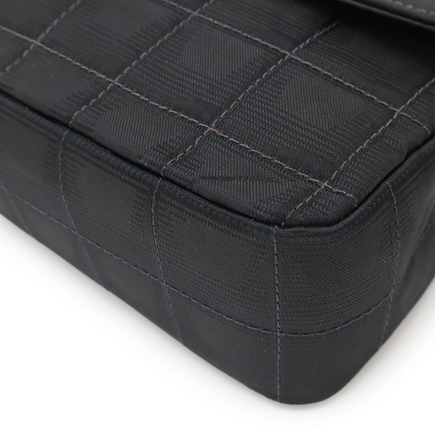 Chanel New Travel Line Chain Shoulder Bag Nylon Jacquard Leather Black A15285