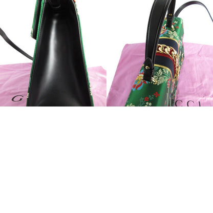 Gucci Handbag Shoulder Bag Sylvie Satin Green Multicolor Gold