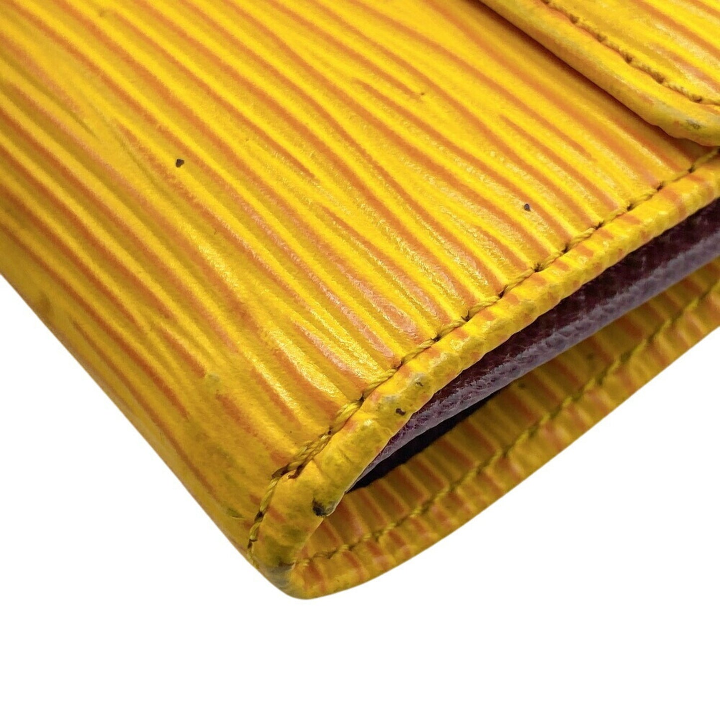 Louis Vuitton M63489 Porte Monnaie Bi-E Carte Credit Compact Wallet Epi Tri-Fold Yellow