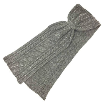 Valentino Garavani Cashmere Stole Grey 7Wv00487-Azst01 Rhinestone Ribbon