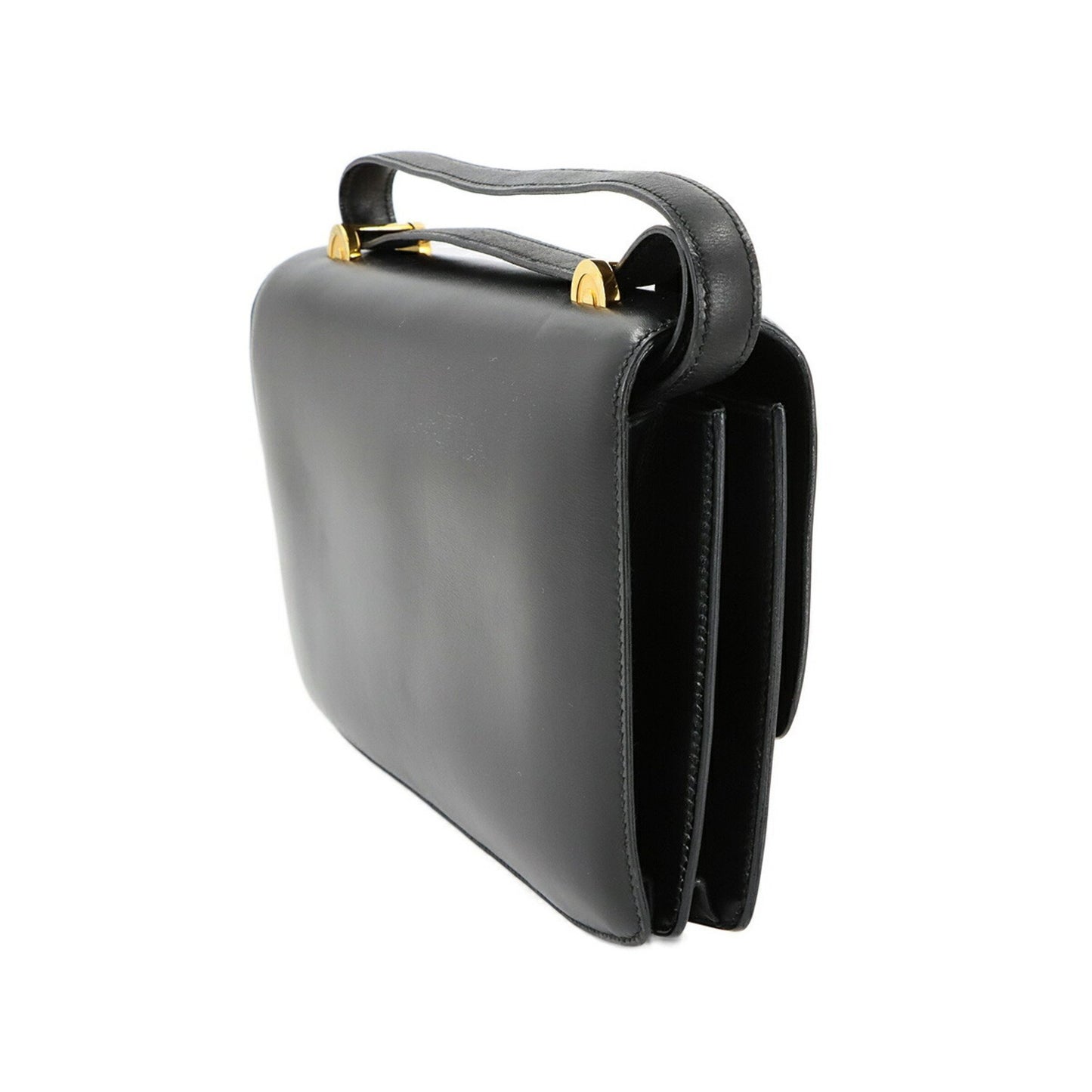 Hermes Herms Shoulder Bag In Box Calf Leather With A Black "G" Stamp And Gold Hardware
