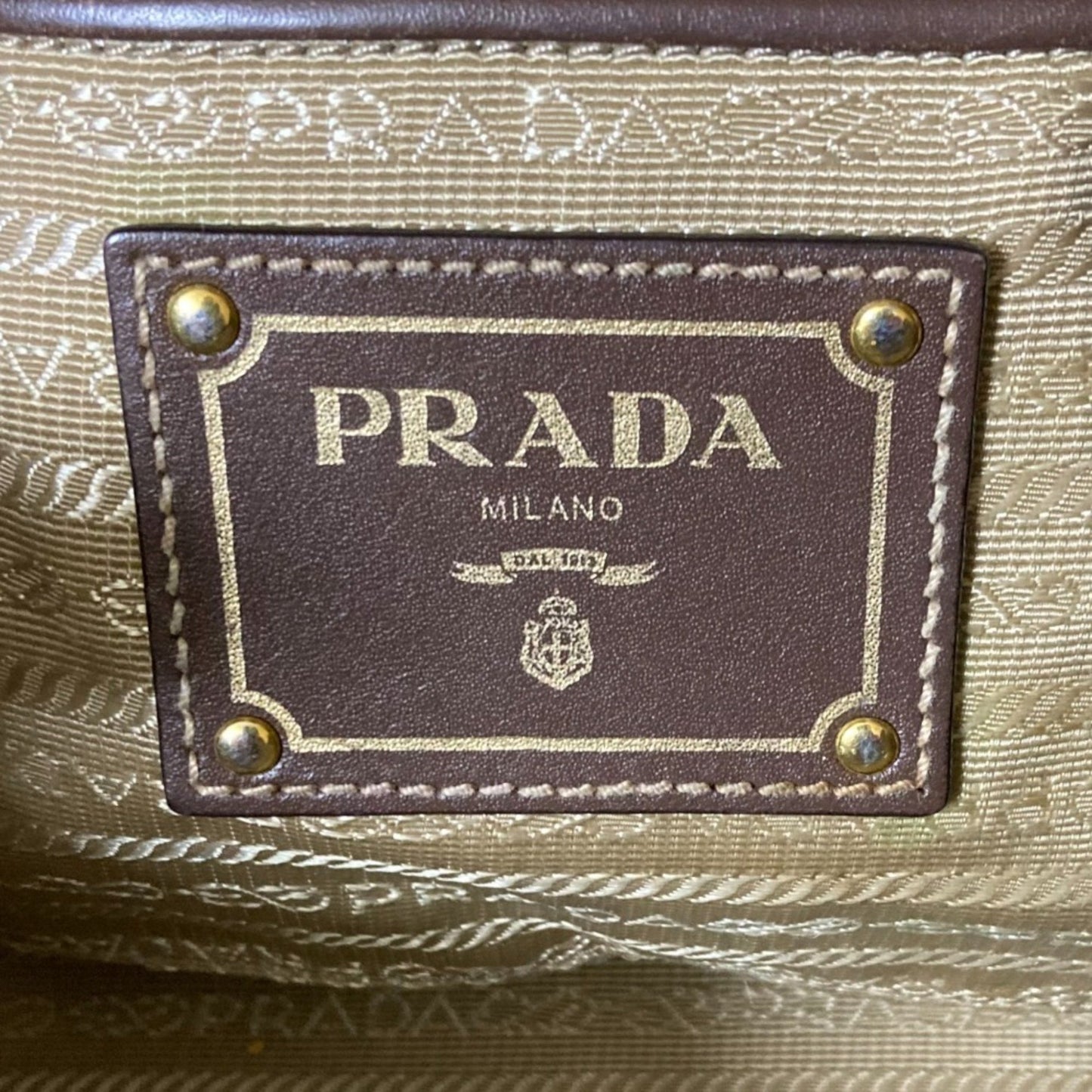 Prada Prada Canvas 2-Way Tote Bag/Handbag Bn1841 Khaki Brown