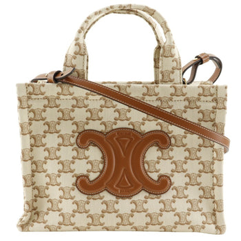 Celine Triomphe Small Hippo Thais Handbag Shoulder 19916 2Ez6 01Bc Canvas Beige 2Way A5