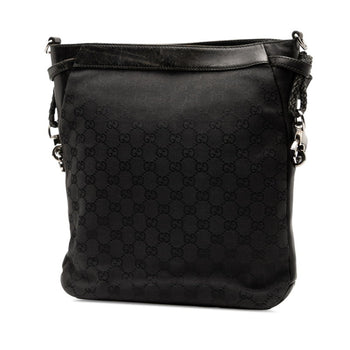 Gucci Gg Canvas Shoulder Bag 109097 Black Leather