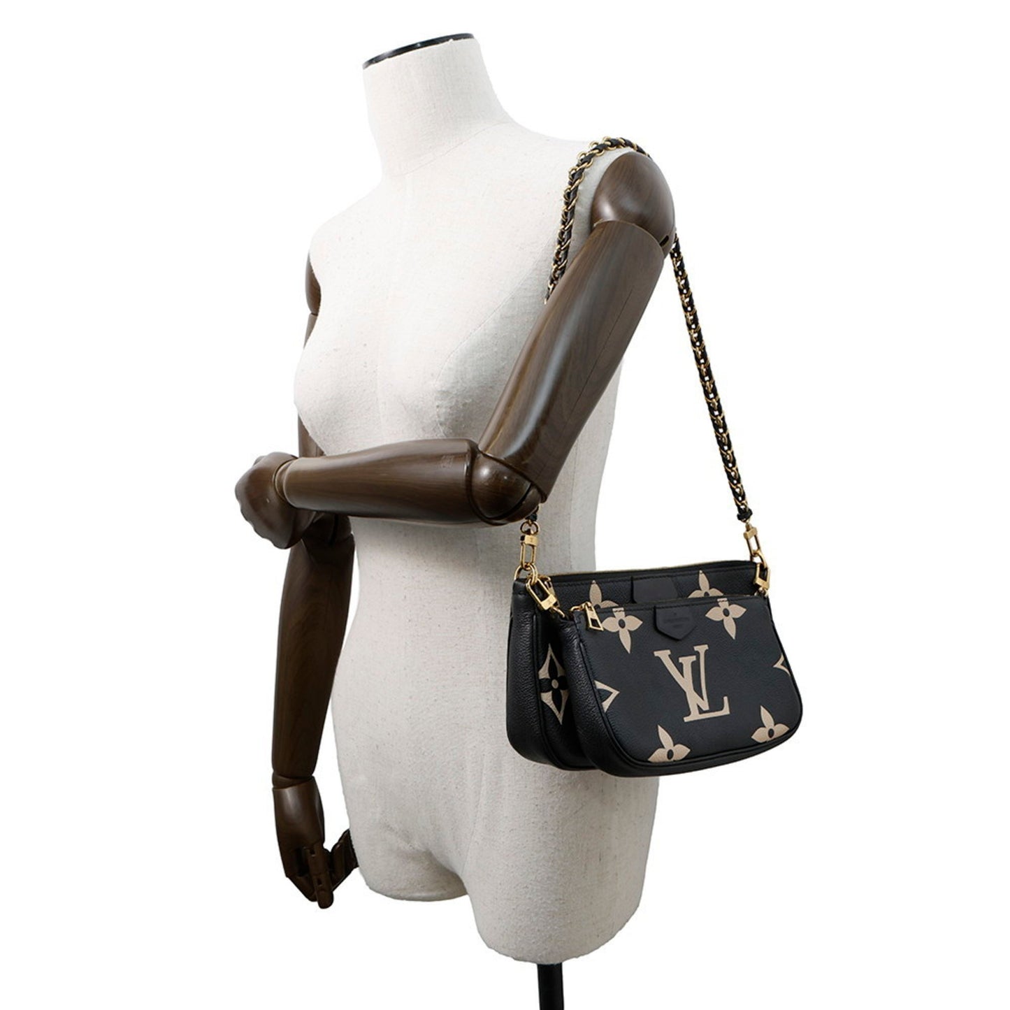 Louis Vuitton Two-Tone Monogram Empreinte Multi Pochette Accessoires Shoulder Bag M45777 Black