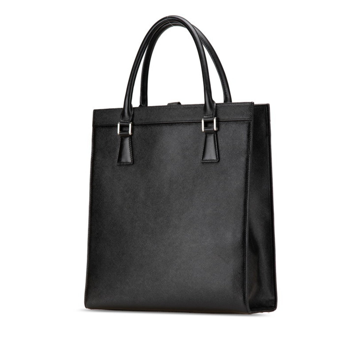 Burberry Nova Check Handbag Tote Bag Black Leather